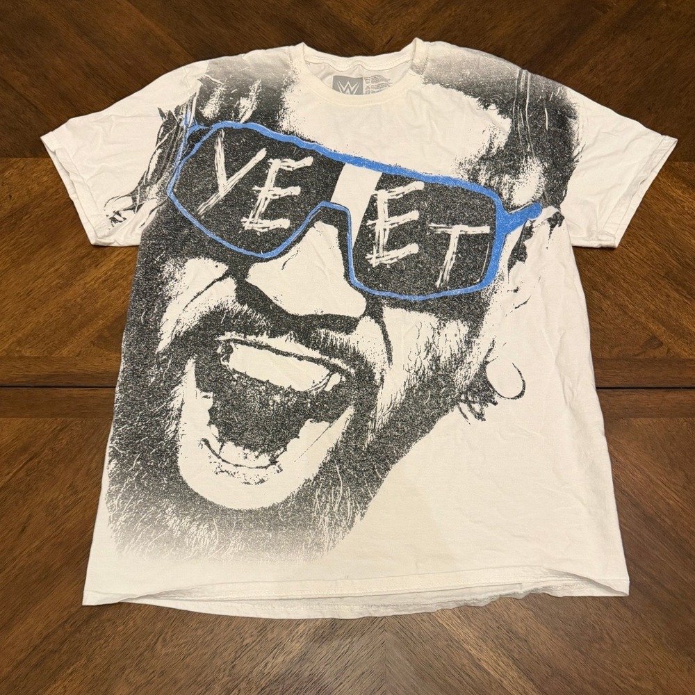 WWE Jey Uso Yeet Graphic T-Shirt Mens XL White Blue Main Event Wrestling Tee